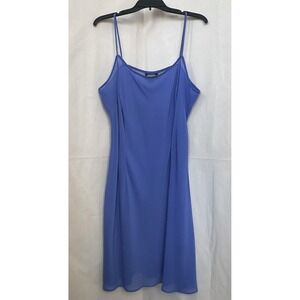 Adrianna Papell Woman Periwinkle Blue Spaghetti Strap Midi Sheer Slip‎ Dress 14W